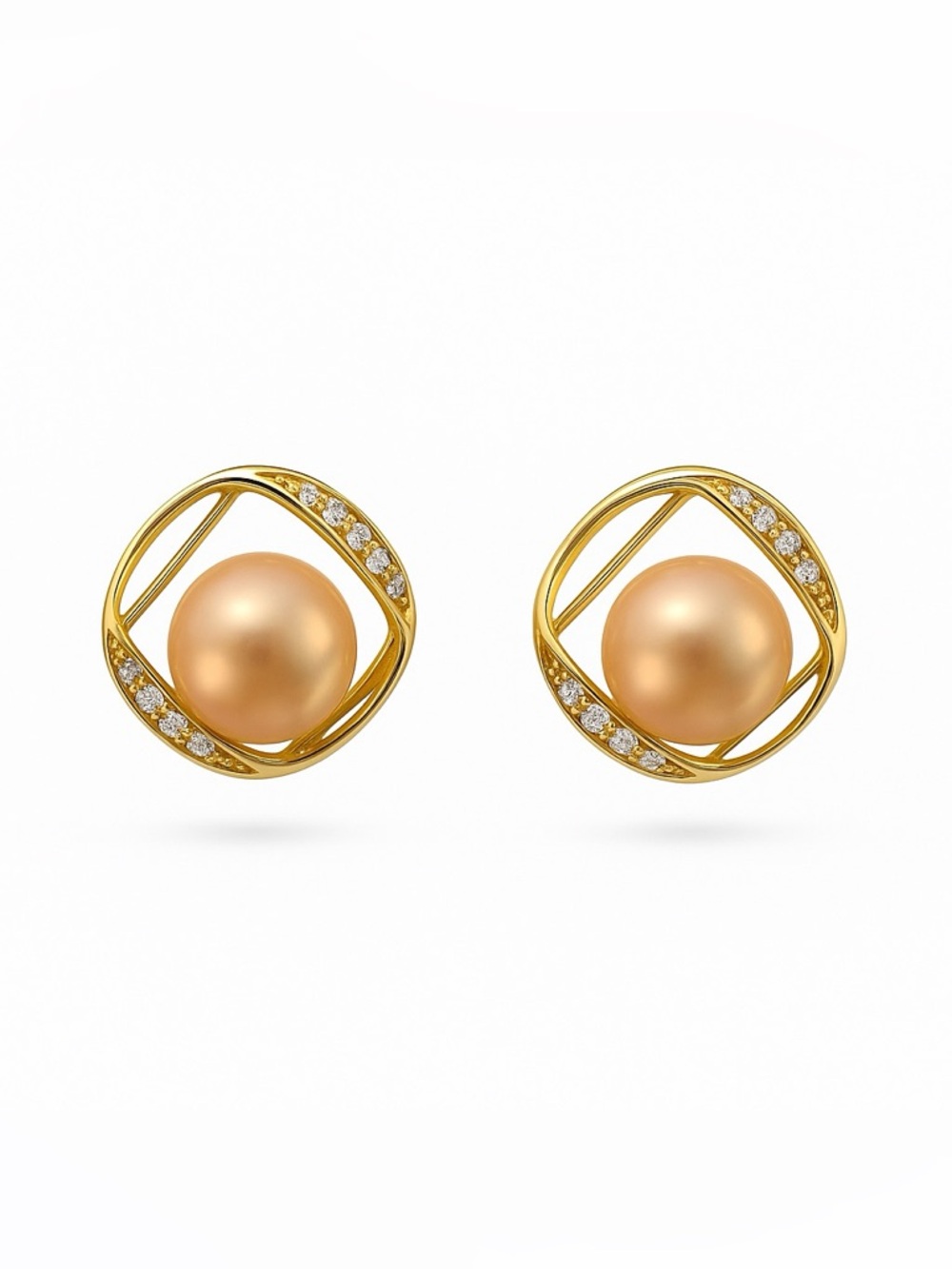 Freshwater Pearl, Enamel, & Crystal Stud Earrings